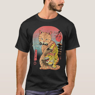 Camiseta Catana En Gato De Edo Atacado A Un Gato De Samurai