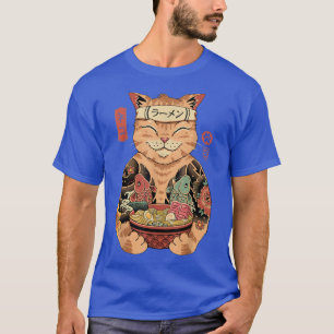 Camiseta Catana Ramen Cat Tattooed Samurai Cat Arte Japonés