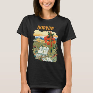 Camiseta Catarata en Fiordo de Noruega Viaje Escénico