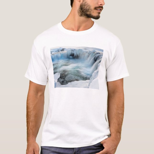 Camiseta Catarata Godafoss, invierno, Islandia 2 (Anverso)