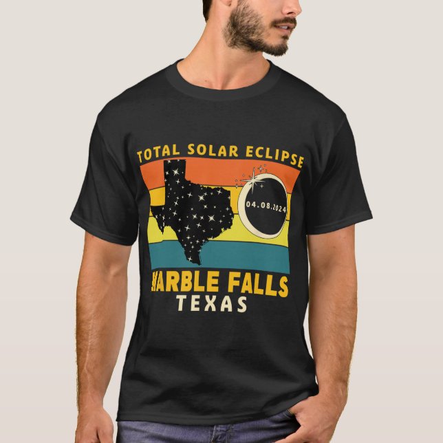 Camiseta Cataratas de Mármol Texas Eclipse solar total 2024 (Anverso)