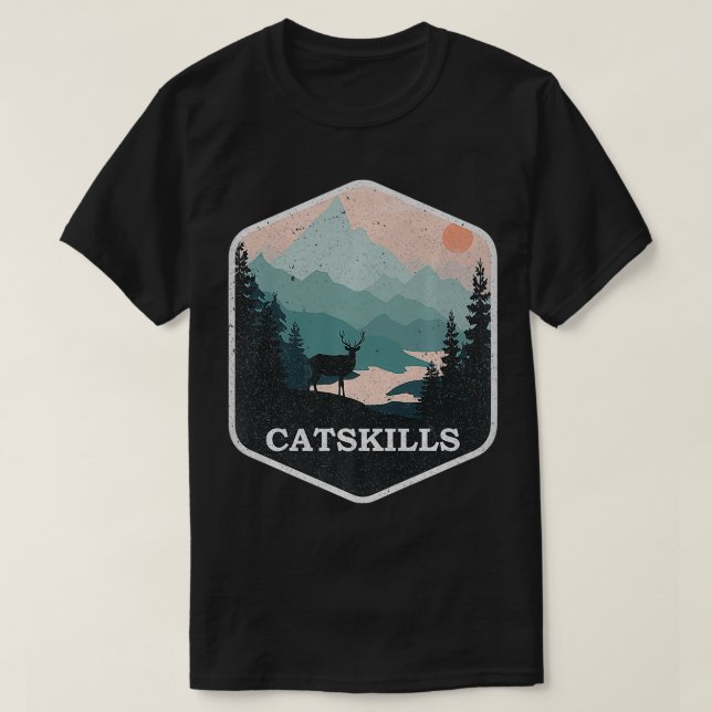 Camiseta Catarts Montañas de Nueva York Viñeta Senderismo p (Diseño del anverso)