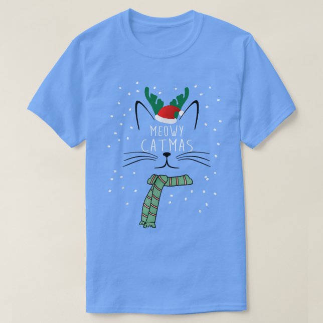 Camiseta Catas del gato Meowy del navidad  (Diseño del anverso)
