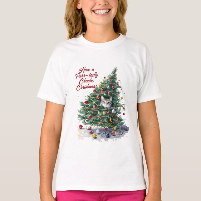 Camiseta Catástrofe de diseño de árbol de navidad (Anverso)