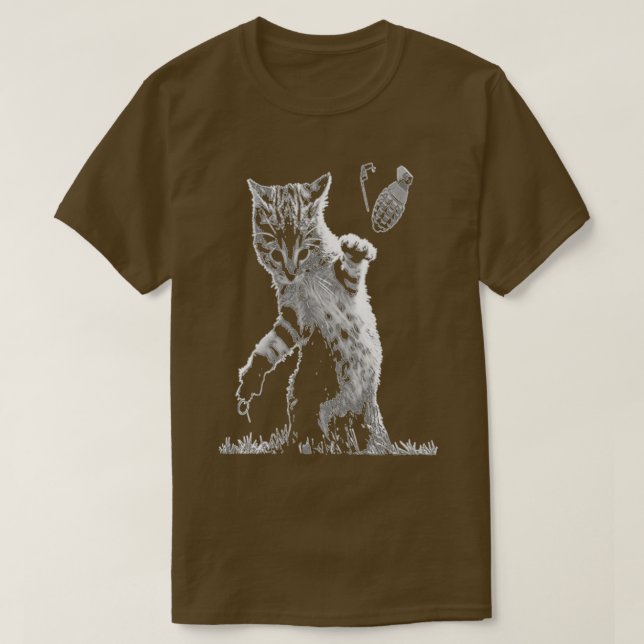 Camiseta Catástrofe Gato arrojar granada (Diseño del anverso)