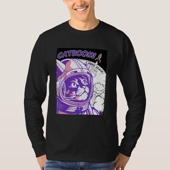 Camiseta CATBOOM necesito espacio Gato astronauta en traje  (Anverso)