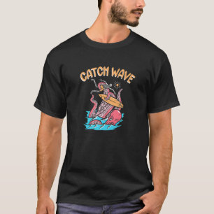 Camiseta Catch Wave Surfer Octopus Skeleton Surfboard Surfi