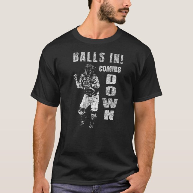 Camiseta Catcher Balls De Béisbol En La Baja Del Béisbol (Anverso)