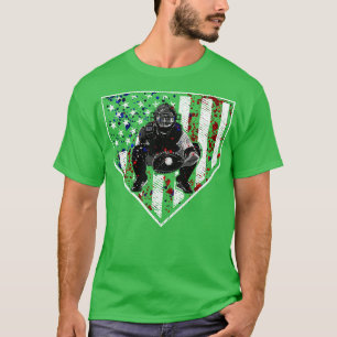 Camiseta Catcher de Béisbol Placa Hogar Bandera Estadounide