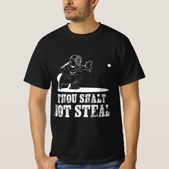 Camiseta Catcher del béisbol que no robarás - Religioso (Anverso)