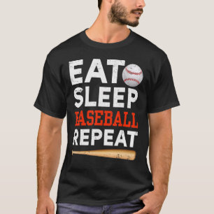 Camiseta Catcher Pitcher Baseball Kids  Eat Sleep Baseball 