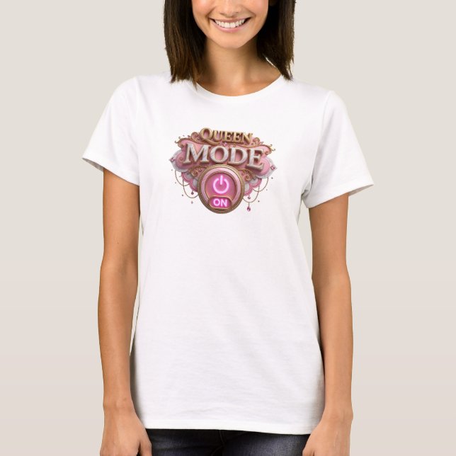 Camiseta Catchy Red QUEEN MODE ON Slogan (Anverso)
