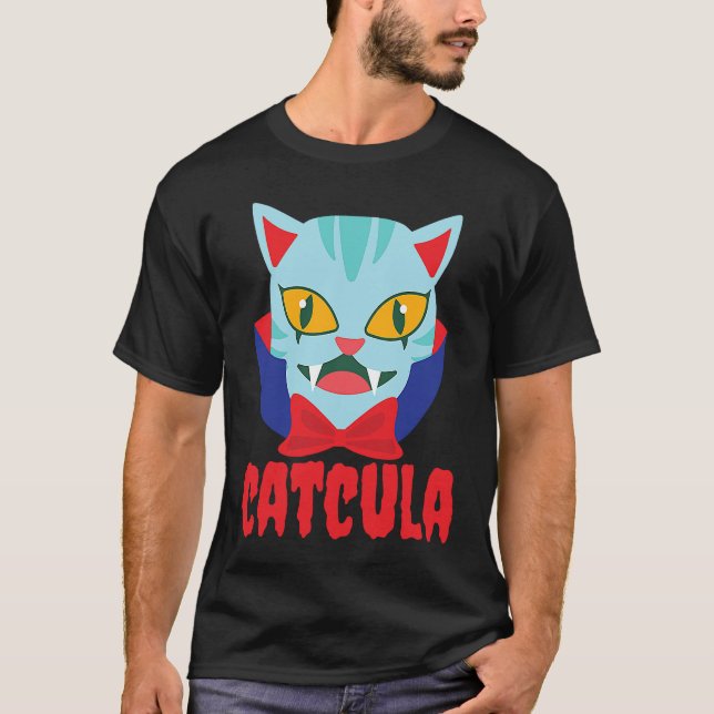 Camiseta Catcula Cat Vampire Dracula Vampirina Halloween Co (Anverso)