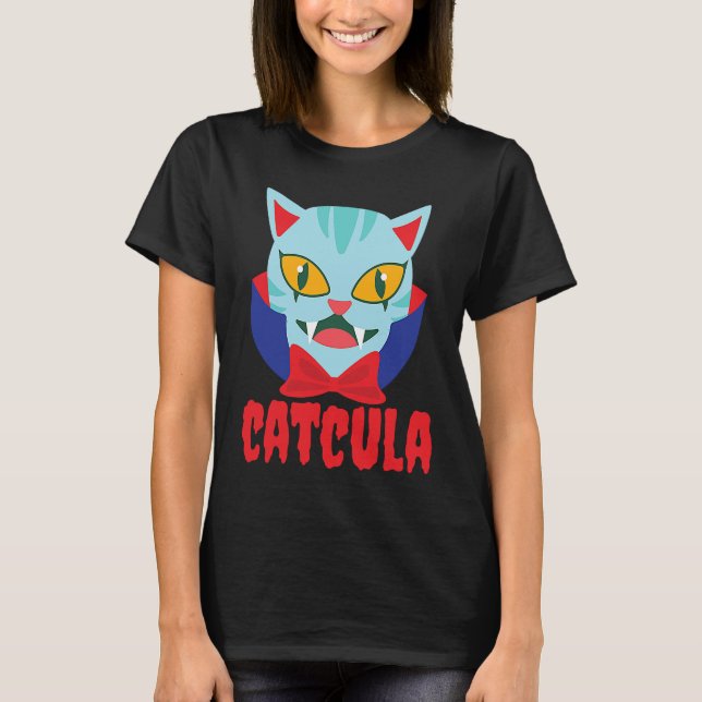 Camiseta Catcula Cat Vampire Dracula Vampirina Halloween Co (Anverso)