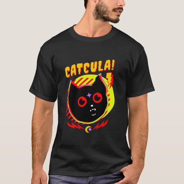 Camiseta Catcula Gracioso Gato Japonés Vampiro Gato Hombres (Anverso)