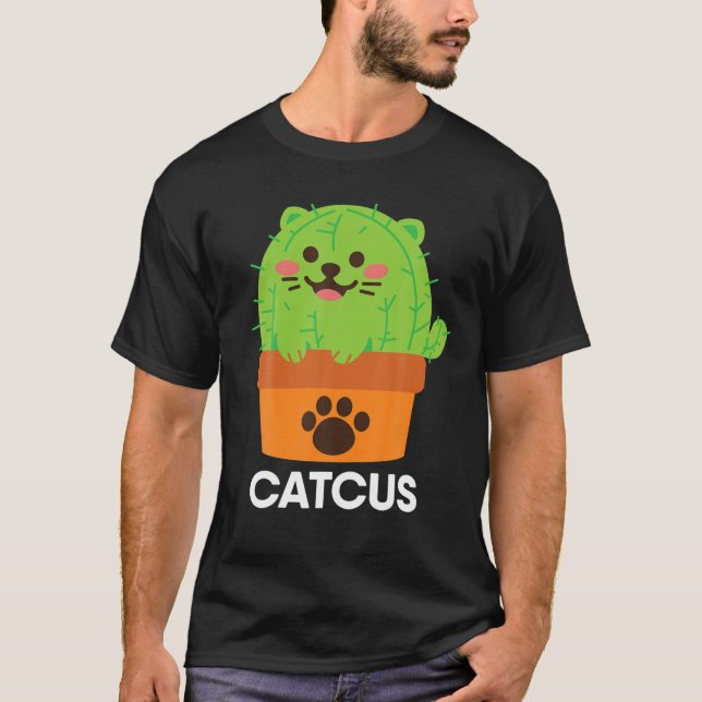 Camiseta Catcus Cactus Cat Cute Gracioso Gato Mamá Hallowee (Anverso)