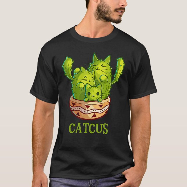 Camiseta Catcus Cute Cat And Cactus Mexican Cactus Cinco De (Anverso)
