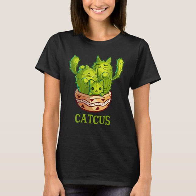 Camiseta Catcus Cute Cat And Cactus Mexican Cactus Cinco De (Anverso)