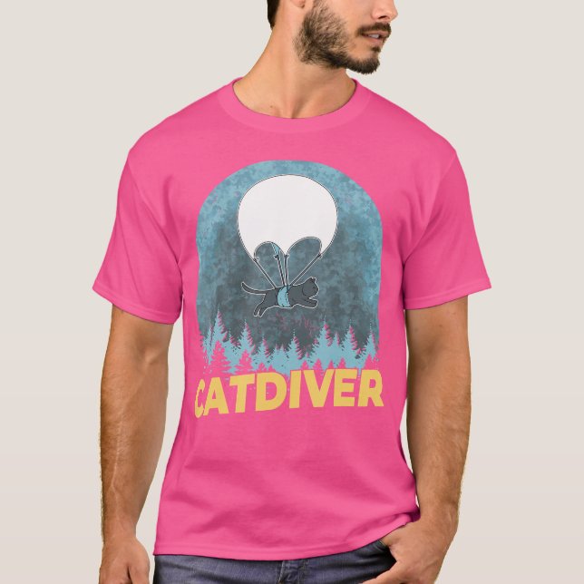 Camiseta Catdiver - Funny Skydiver Cat Parachuing Skydivin (Anverso)