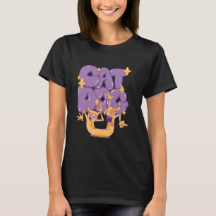 Camiseta CatDog Bailando Letras Burbuja Moradas Caricatura