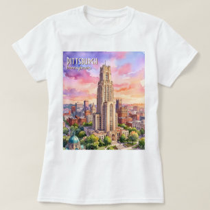 Camiseta Catedral de Aprendizaje de Pittsburgh en acuarela 