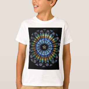 Camiseta Catedral de Estrasburgo por ventana rosa