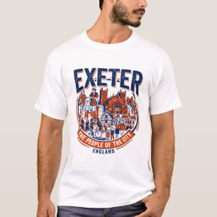 Camiseta Catedral de Exeter y casas urbanas de entramado de