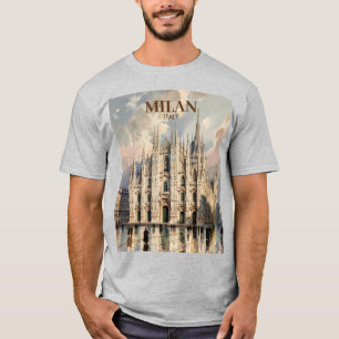 Camiseta Catedral de Milán Duomo di Milano Acuarela de viaj
