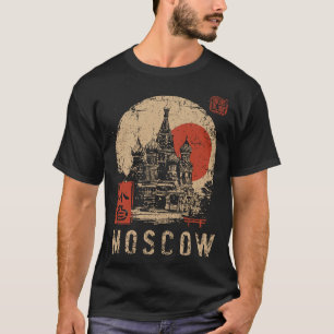 Camiseta Catedral de Moscú Arte Invierno Ukiyo-e Red Sun