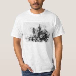 Camiseta Catedral de Notre-Dame, Ilustracion blanco y negro