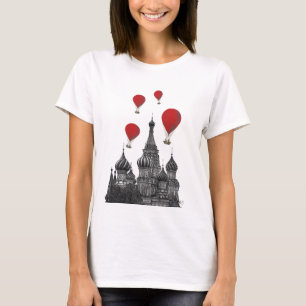Camiseta Catedral de San Basil y globos rojos de aire calie
