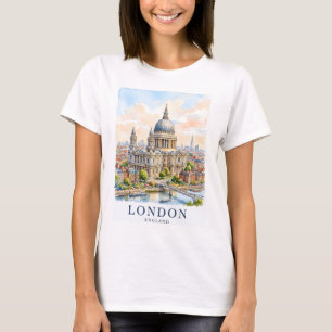 Camiseta Catedral de San Pablo Londres Acuarela Arte de Via