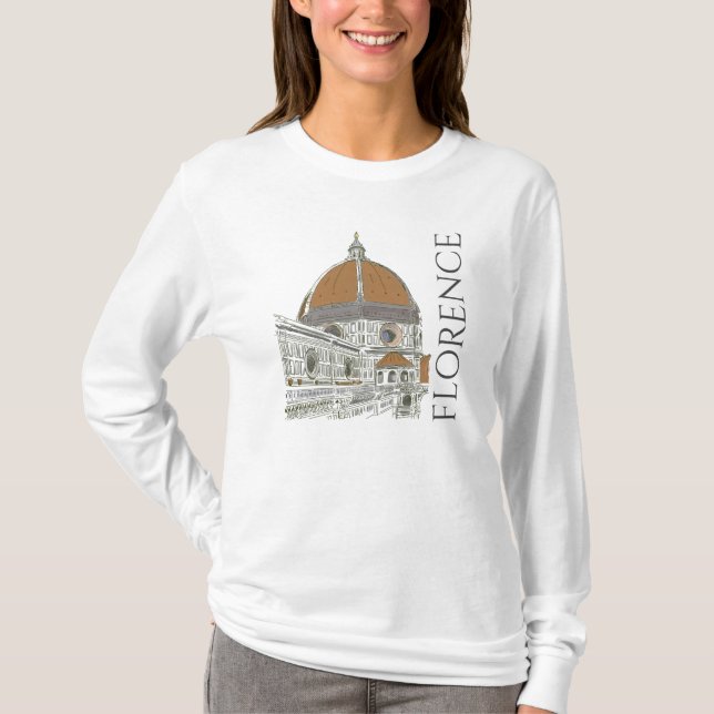Camiseta Catedral del Duomo Florencia Italia Pen y Tinta (Anverso)
