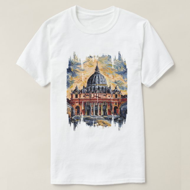 Camiseta Catedral del Vaticano Pintura de la Basílica de Sa (Diseño del anverso)