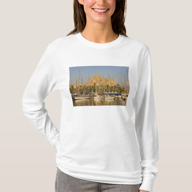 Camiseta Catedral y puerto deportivo, Palma, Mallorca, Espa (Anverso)