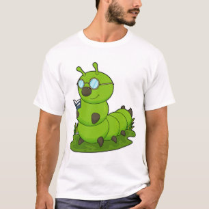 Camiseta Caterpillar como atormentado con gafas y libros