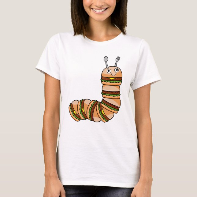 Camiseta Caterpillar como Cheeseburger con carne y ensalada (Anverso)