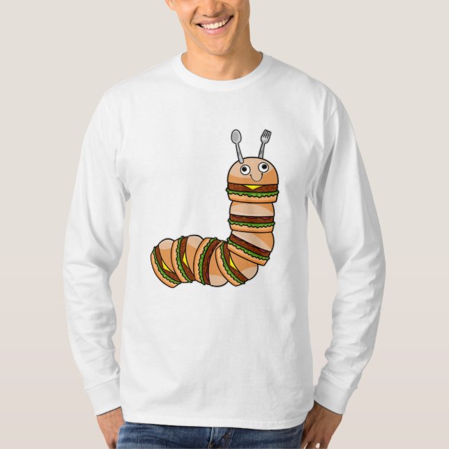 Camiseta Caterpillar como Cheeseburger con carne y ensalada (Anverso)