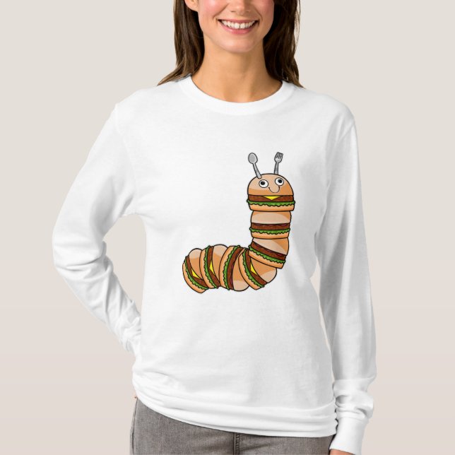 Camiseta Caterpillar como Cheeseburger con carne y ensalada (Anverso)