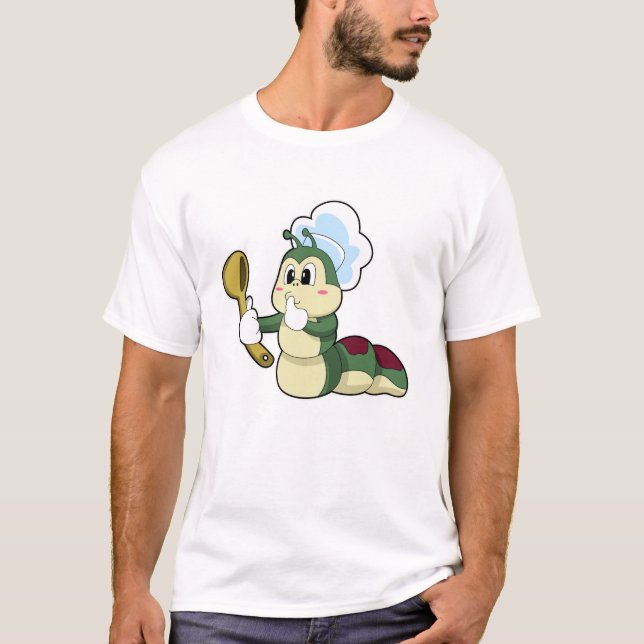 Camiseta Caterpillar como chef con cuchara de madera (Anverso)