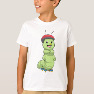 Camiseta Caterpillar como patinador en línea con patines de
