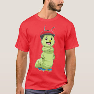 Camiseta Caterpillar como patinador en línea con patines de