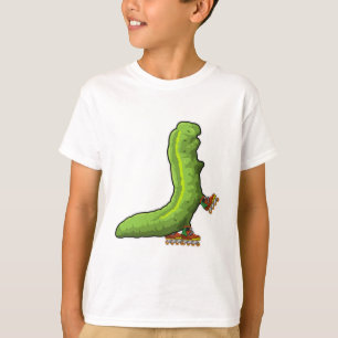 Camiseta Caterpillar como patinador en línea con patines en