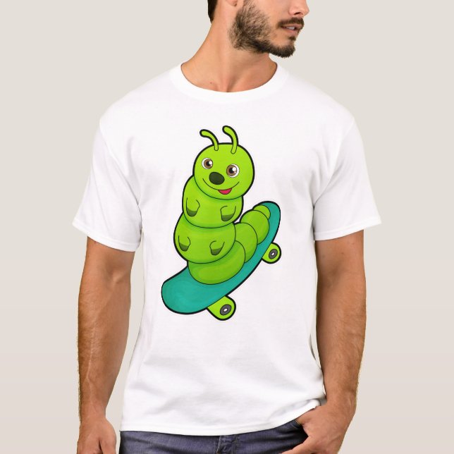 Camiseta Caterpillar como Skater con Skateboard (Anverso)