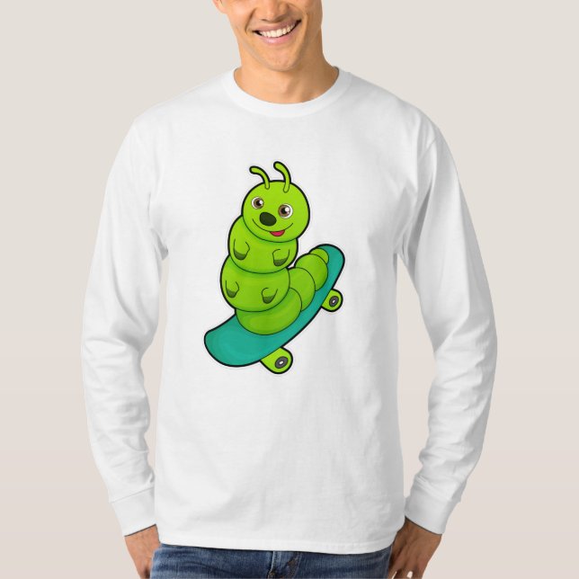 Camiseta Caterpillar como Skater con Skateboard (Anverso)