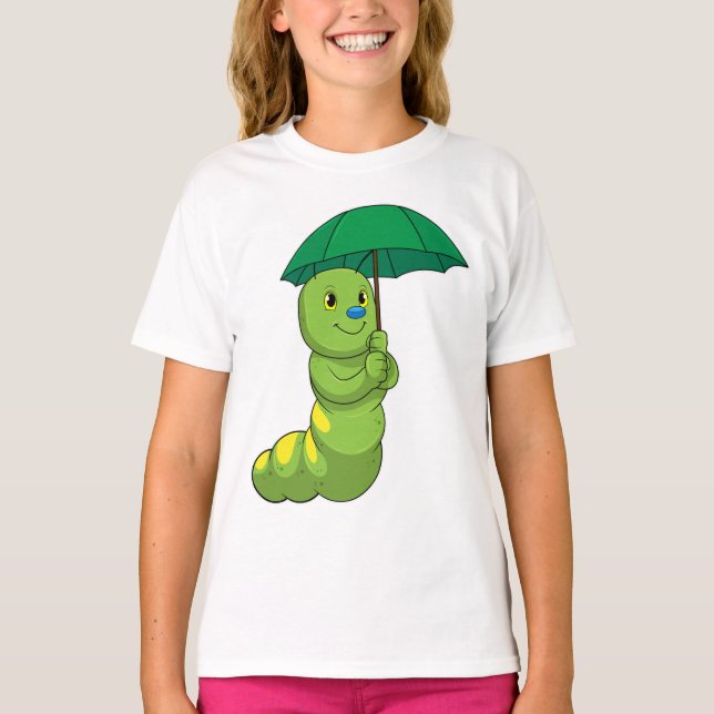 Camiseta Caterpillar en la lluvia con paraguas (Anverso)
