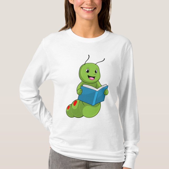 Camiseta Caterpillar en lectura con libro (Anverso)