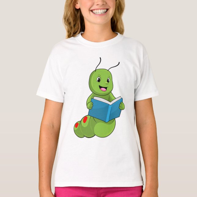 Camiseta Caterpillar en lectura con libro (Anverso)