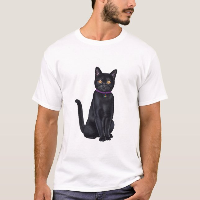 Camiseta CatFans - gato negro de Bombay (Anverso)