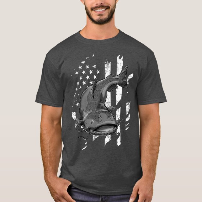 Camiseta Catfishing American Flag  Catfish Angler (Anverso)